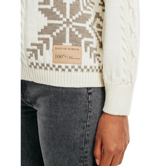 DALE OF NORWAY Karmoy Ivory 100% Wool Cable Knit Snowflake Sweater, Size S - Picture 4 of 15